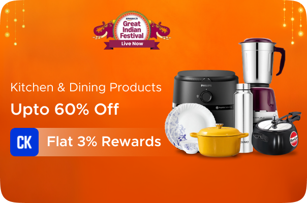 Amazon: Up to 60% off on Kitchen and Dining + Flat 3% Rewards